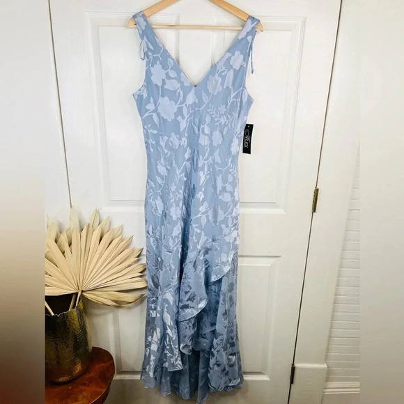 Alex Evenings Hydrangea Blue High-Low Gown V Neck with Jacket Sz 12 3/4 Sleeve - Picture 4 of 11